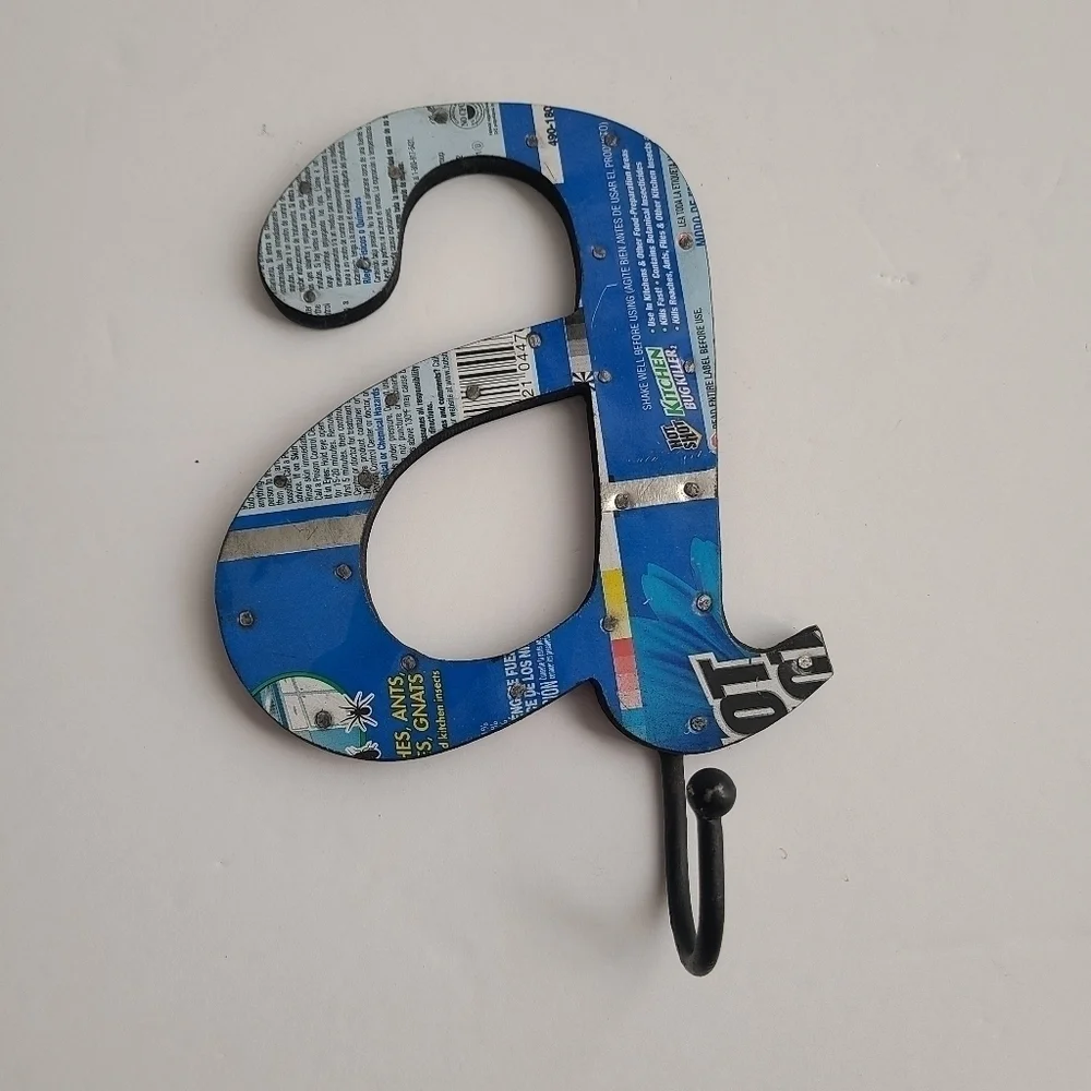 Upcycled Letter a wall hook hanging wall decor blue Decorative